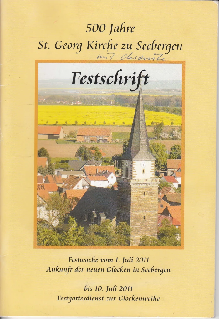 Cover der Publikation: 500 Jahre St. Georg Kirche zu Seebergen - Festschrift, Erfurt 2011